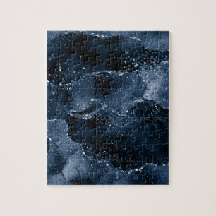 Puzzle Moody Agate   Marine Denim Steel Blue Faux Parties