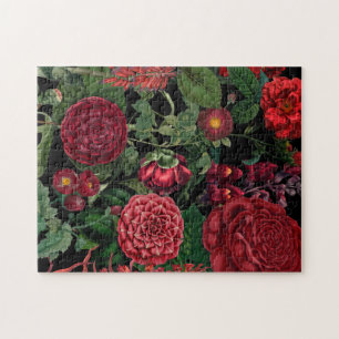 Puzzle Moody Florals Noir & Bourgogne Vintage