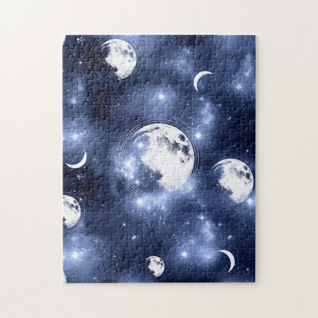 Puzzle Moonlight Glow | Moon Phases in Sky Clouds (Vertical)