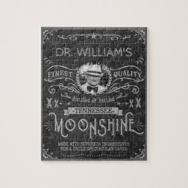Puzzle Moonshine Hillbilly Medicine Vintage Custom Grey (Vertical)