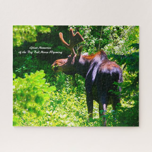 Puzzle Moose at Grand Tetons. Christmas Greetings Jigsaw  (Horizontal)