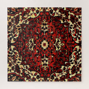 Puzzle Moquette persane look rouge foncé et crème