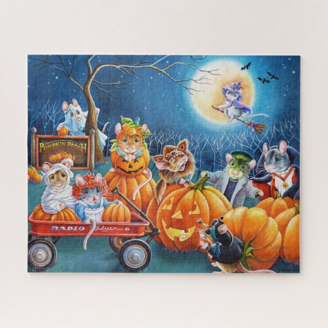 Puzzle Morceau d'Halloween en Citrouille Patch aquarelle  (Horizontal)