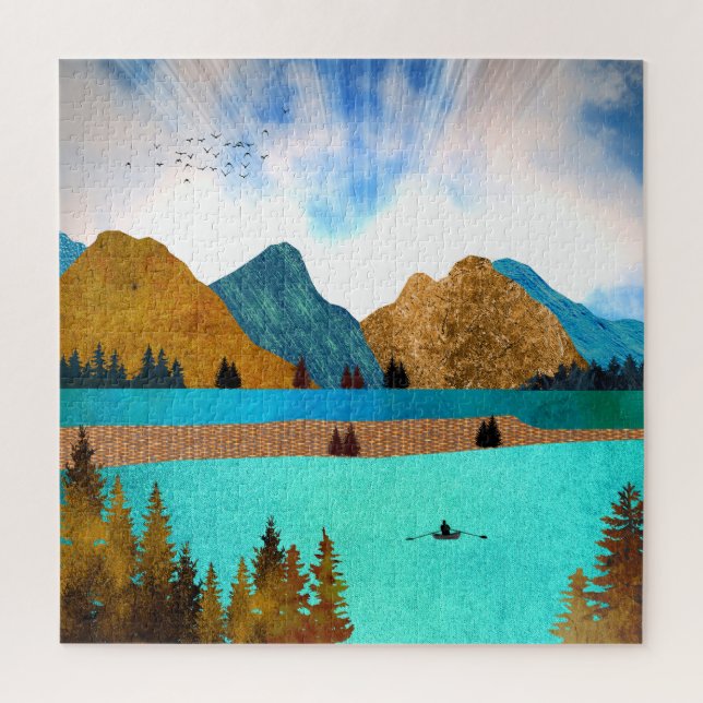Puzzle Morning Lake Rower (Vertical)