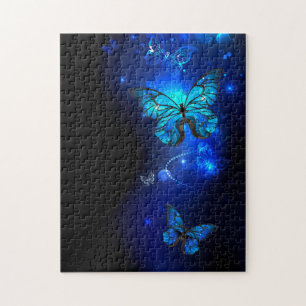 Puzzle Morpho Butterfly in the Dark Background