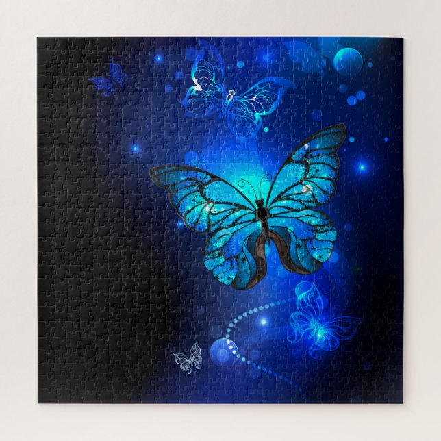 Puzzle Morpho Butterfly in the Dark Background (Vertical)