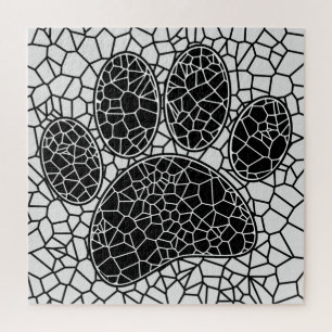 Puzzle Mosaic Art Chien Empreinte de patte En Noir Et Bla