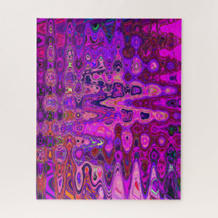 Puzzle Mosaïque Abstraite Rose et Violet Ondulé Rétro