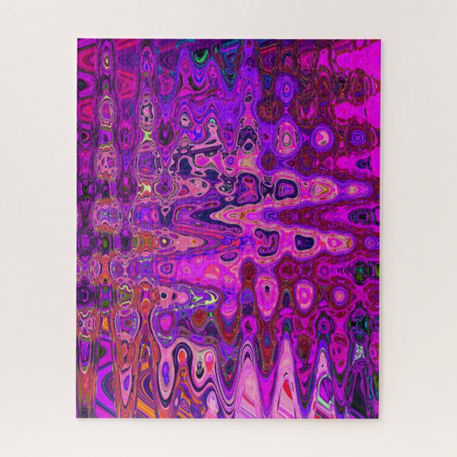 Puzzle Mosaïque Abstraite Rose et Violet Ondulé Rétro (Vertical)