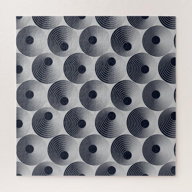 Puzzle Mosaïque argent-noir : texture des anneaux concent (Vertical)