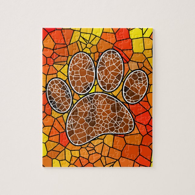 Puzzle Mosaïque colorée Art Empreinte de patte chien (Vertical)