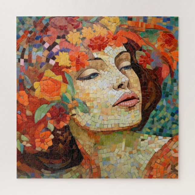 Puzzle Mosaïque de la Couronne des fleurs de femmes (Vertical)