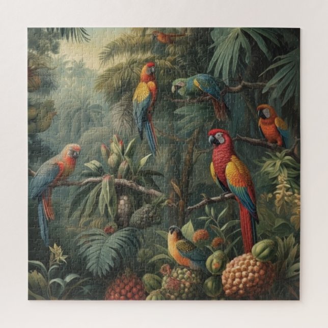 Puzzle Mosaïque de la jungle Ara écarlate et Ananas (Vertical)