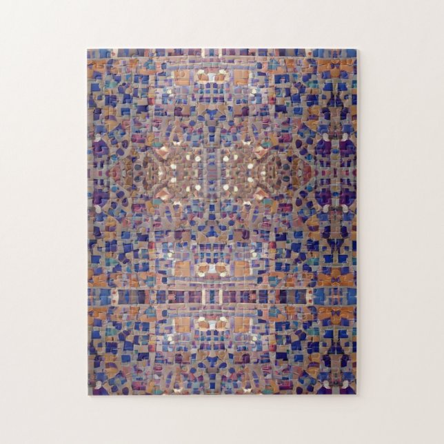 Puzzle Mosaïque marocaine design d'inspiration bleu beige (Vertical)
