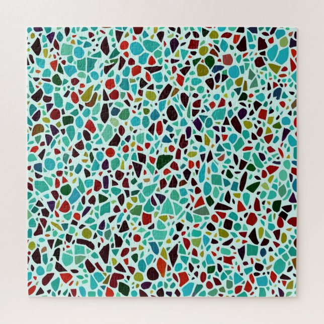 Puzzle Mosaïque Turquoise Terrazzo Pierres brisées (Vertical)
