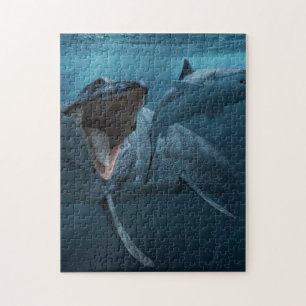 Puzzle Mosasaurus pourchasing requin poster empreinte acr