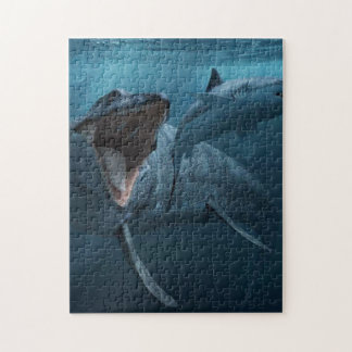Puzzle Mosasaurus pourchasing requin poster empreinte acr