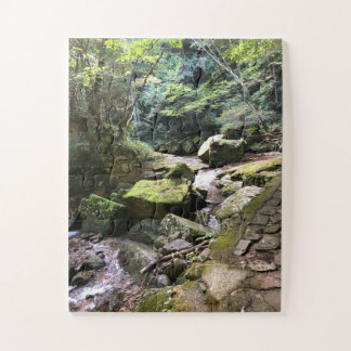 Puzzle Mossy Mountain Stream in a Japanese Forest Jigsaw