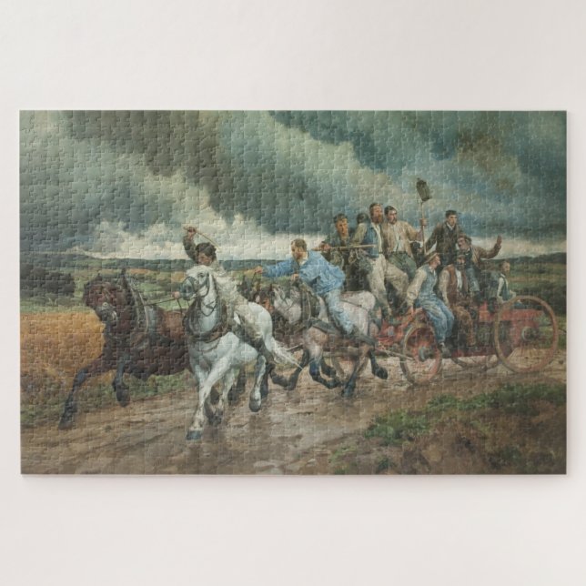 Puzzle Moteur de feu vintage (par Eugène Burnand) (Horizontal)