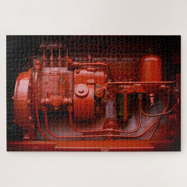 Puzzle Moteur de tracteur rouge. (Horizontal)