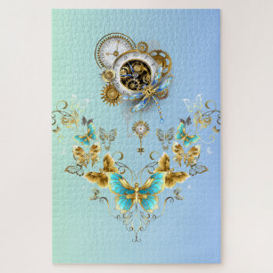 Puzzle Moteur Sérénité – Floral mécanique sarcelle 