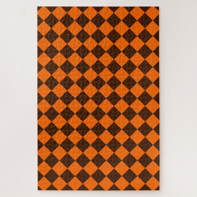 Puzzle Motif à carreaux diamant marron orange (Vertical)
