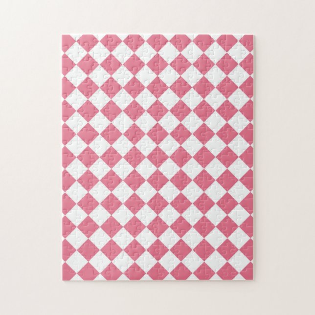 Puzzle Motif à carreaux diamant rose blanc (Vertical)