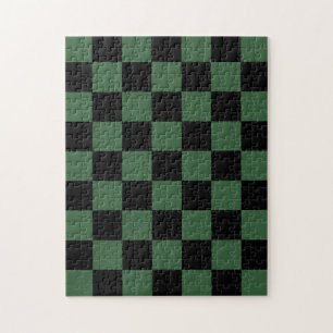 Puzzle Motif à carreaux noir et vert chasseur