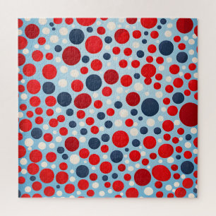 Puzzle Motif à pois rouge bleu