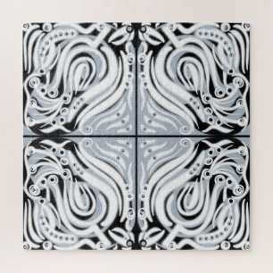 Puzzle Motif Abstrait gris blanc gris