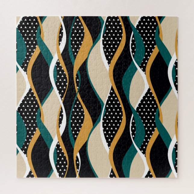 Puzzle motif Abstrait rayé, coloré ondulé. (Vertical)