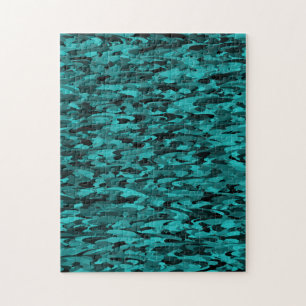 Puzzle Motif Abstrait Sarcelle Noir