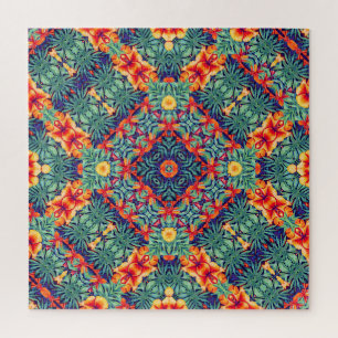 Puzzle Motif Abstrait vert orange jaune