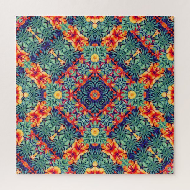 Puzzle Motif Abstrait vert orange jaune (Vertical)