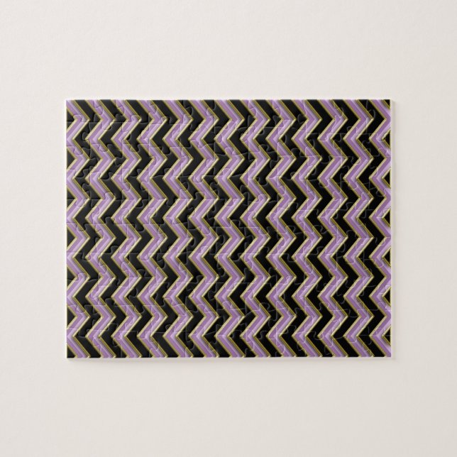 Puzzle Motif Amethyst Gold Black Zigzag (Horizontal)