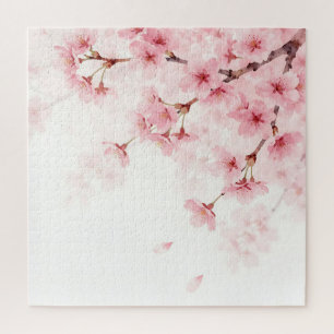 Puzzle Motif aquarelle de fleurs de cerisier Sakura rose