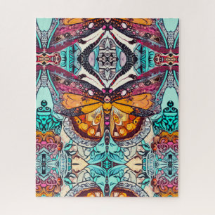 Puzzle Motif Batik des papillons et Médaillons à Orange