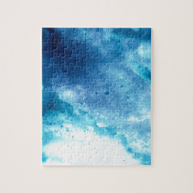 Puzzle Motif bleu d'aquarelle d'éclaboussure de tache (Vertical)