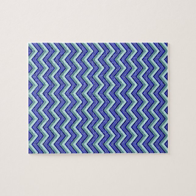 Puzzle Motif Blue Sapphire Chevron (Horizontal)