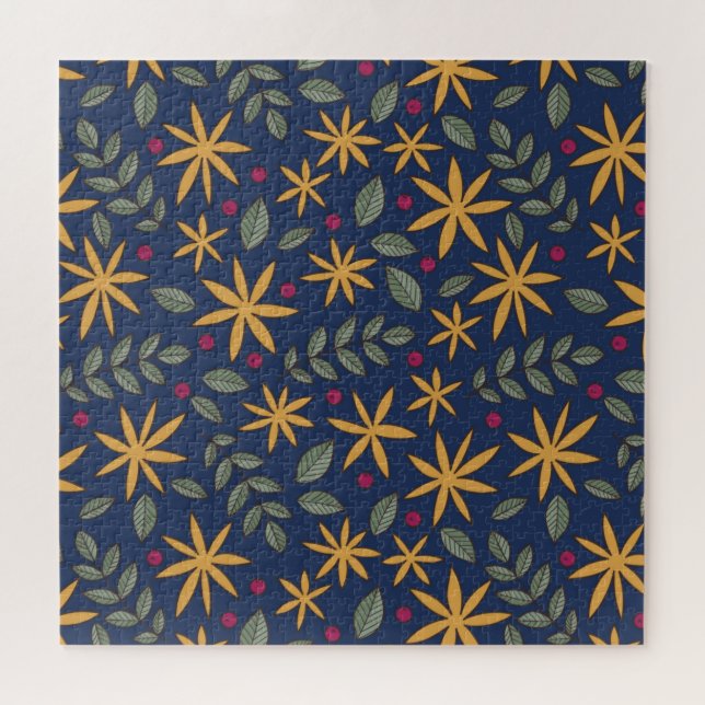 Puzzle Motif botanique à motif floral doré (Horizontal)