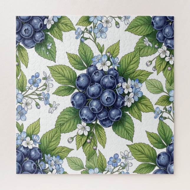 Puzzle Motif botanique de fleur de bleuet vintage (Vertical)