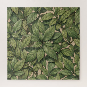 Puzzle Motif botanique vert feuille sans couture vintage
