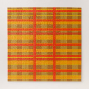 Puzzle Motif carreaux rouge orange rétro