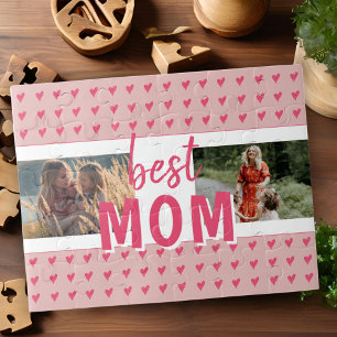 Puzzle Motif Coeur rose mignon Best Mom 2 Photo
