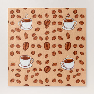Puzzle Motif Cozy Tasses Haricots Café