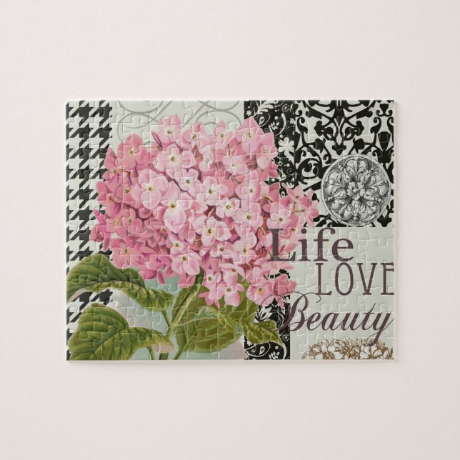 Puzzle Motif Damas Décor Floral Joli (Horizontal)