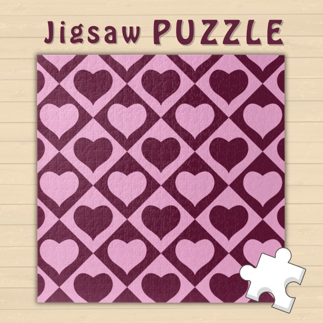 Puzzle Motif damier cœur Bordeaux Rose - (Créateur téléchargé)