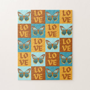 Puzzle Motif d'amour papillon Dégradé bleu et orange