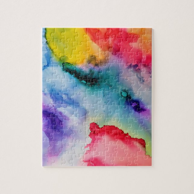 Puzzle Motif d'aquarelle arc-en-ciel dynamique (Vertical)