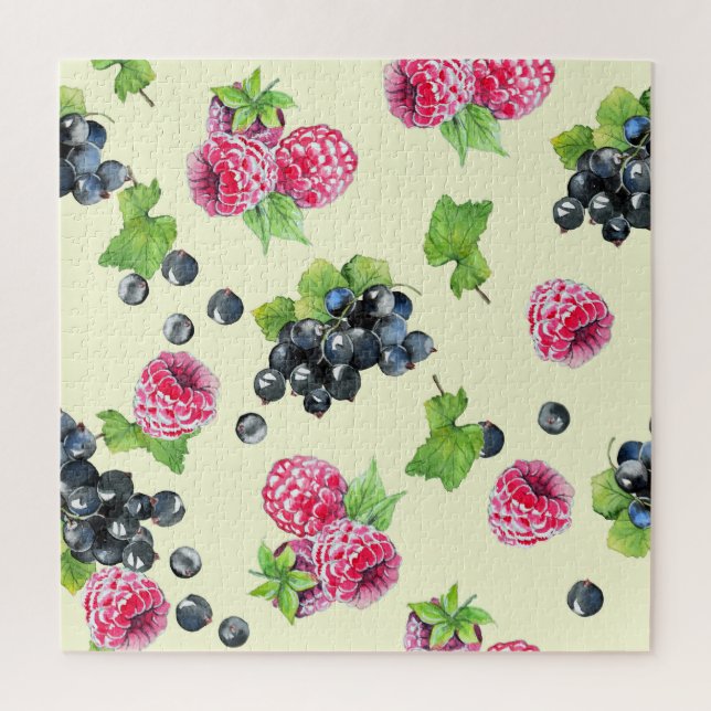 Puzzle Motif d'aquarelle de framboise, curry (Vertical)